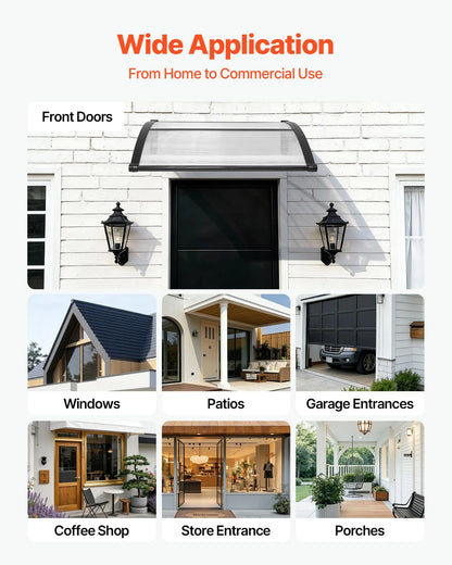 ✨VEVOR Front Door Canopy DIY Kit - Stable ABS Brackets, Drainage, Waterproof UV-Resistant Sun Shield Strong Wind Parasols, Canopies &amp; Shade for Porch Patio Overhang#SohoChic